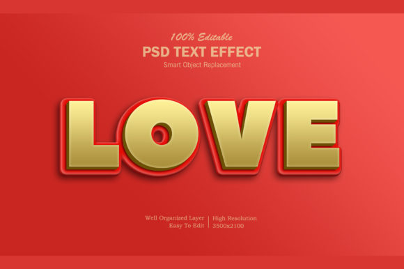 3D Golden Love Text Effect: A Creative Touch