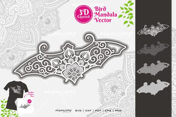 Bird Mandala 7 3D Layered