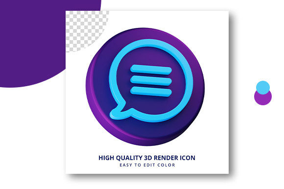 Chat Icon 3D Rendering Isolated