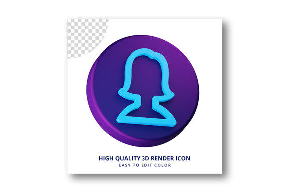 Female Avatar Icon in 3D Rendering