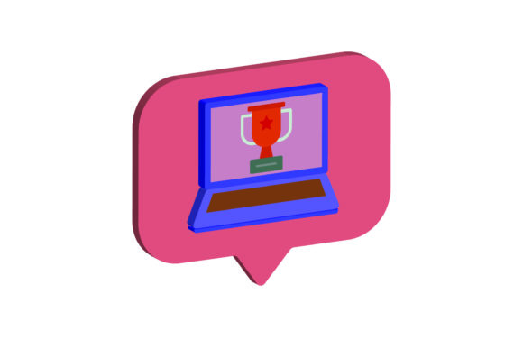 Laptop 3D Icon Trophy: A Symbol of Digital Achievement