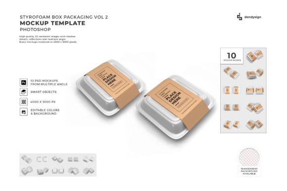 Styrofoam Food Box 3D Mockup Bundle 2