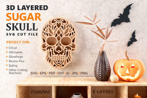 Sugar Skull 3D Layered SVG Cut File: A Creative Tool for Modern Designers
